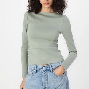 Abercrombie & Fitch Long-Sleeve SlashTop in Sage Green Never Worn